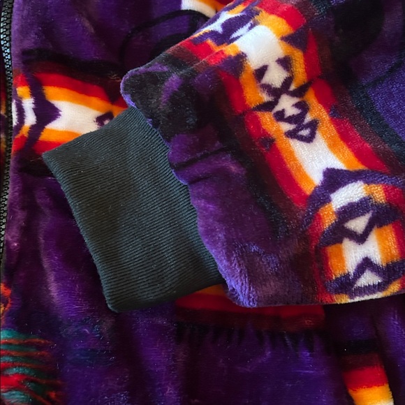 Aztec plush blanket zip up jacket purple SW print Size L/XL - Picture 8 of 12
